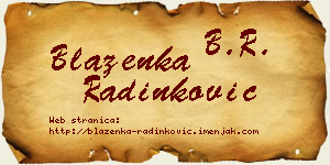 Blaženka Radinković vizit kartica